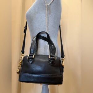 Versace Super Mini Vintage Leather Bowler Bag w/added long strap